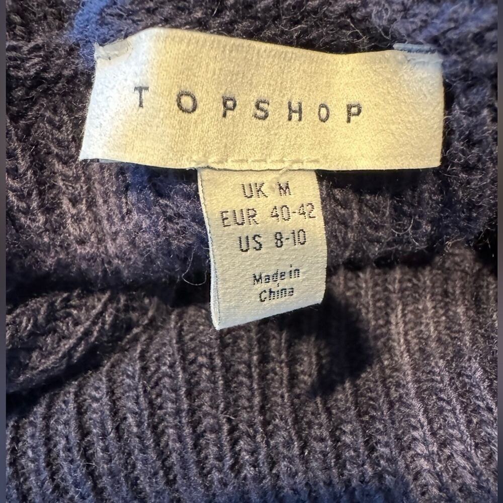 Topshop Sweater Mockneck Navy Blue Womens Size 8-10 Medium - Picture 5 of 11